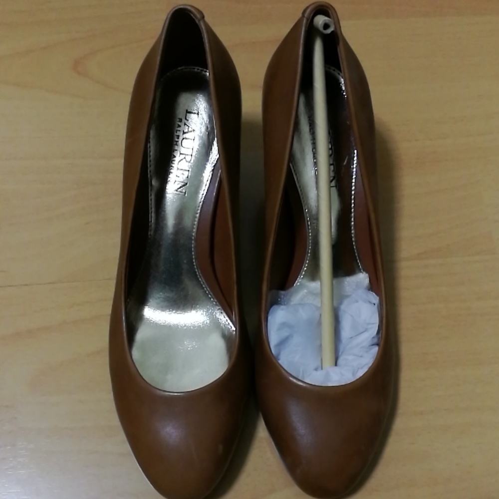 Ralph Lauren brown leather heels